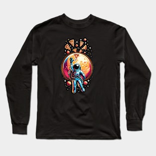 Astronaut in Space with Pizza, Love Eating Pizza Long Sleeve T-Shirt